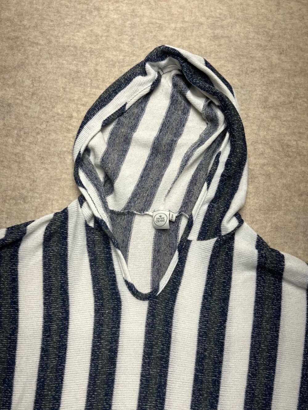 Paper Crane Striped Lightweight Hoodie Knit Small Coastal Beach Casual - Picture 4 of 8